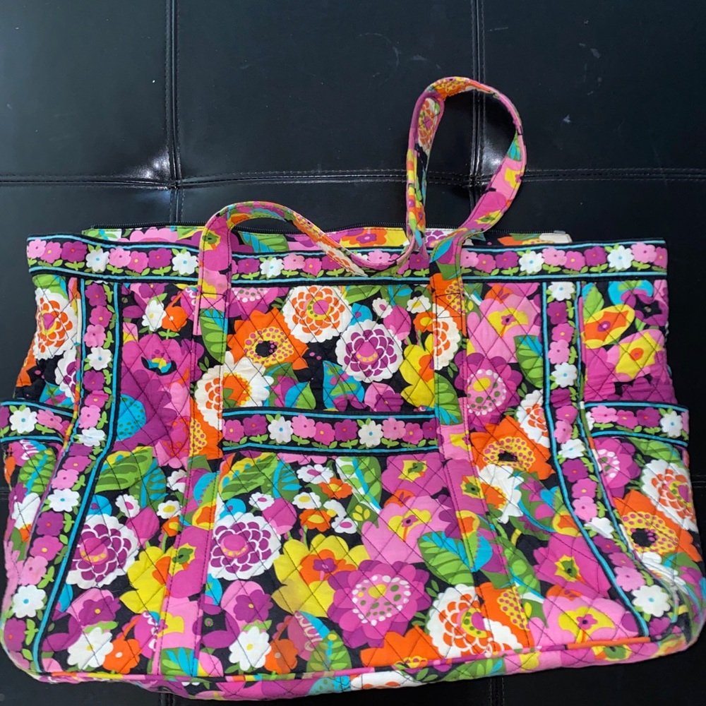 vera bradley vava bloom large zipper tote